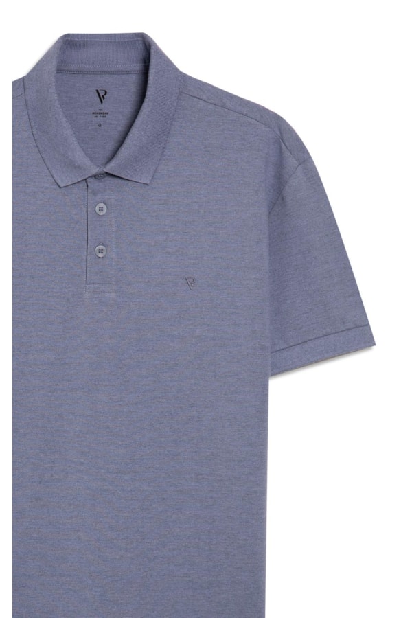 Polo Piquet Mescla Básica Azul Pervante