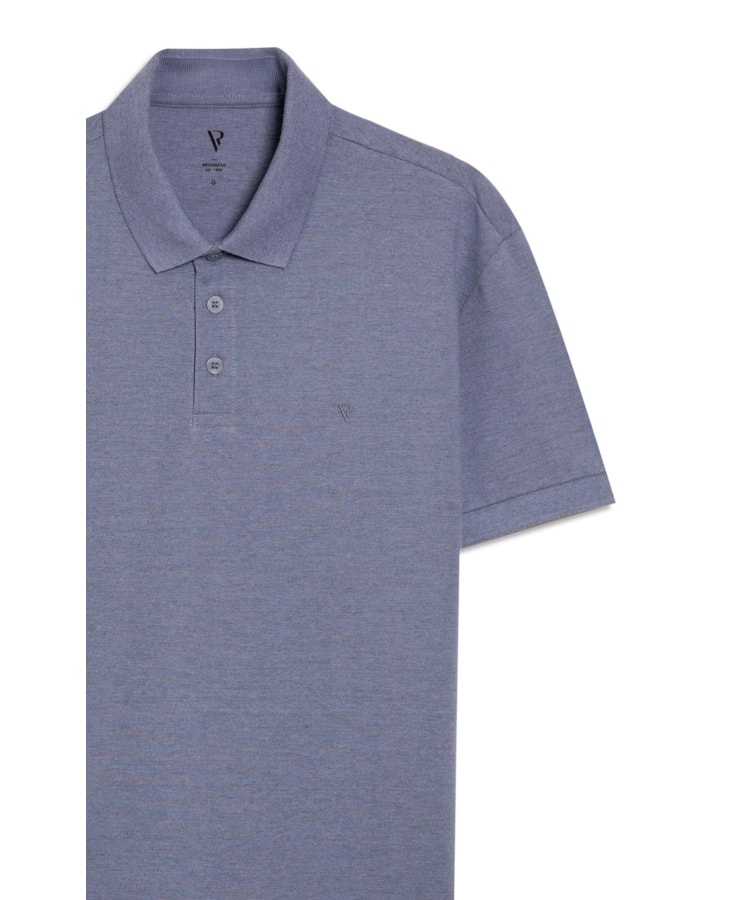 Polo Piquet Mescla Básica Azul Pervante