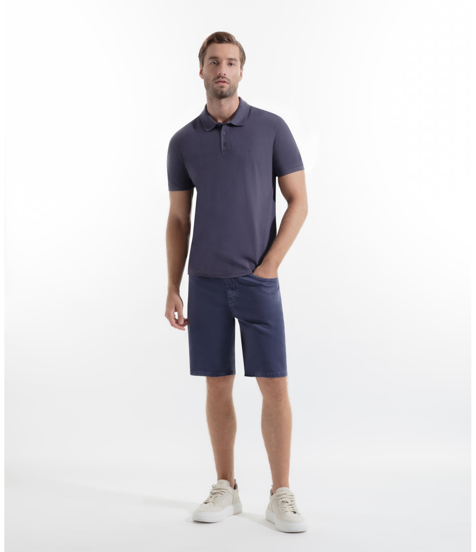 Polo Piquet Mescla Básica Old Purple Mescla