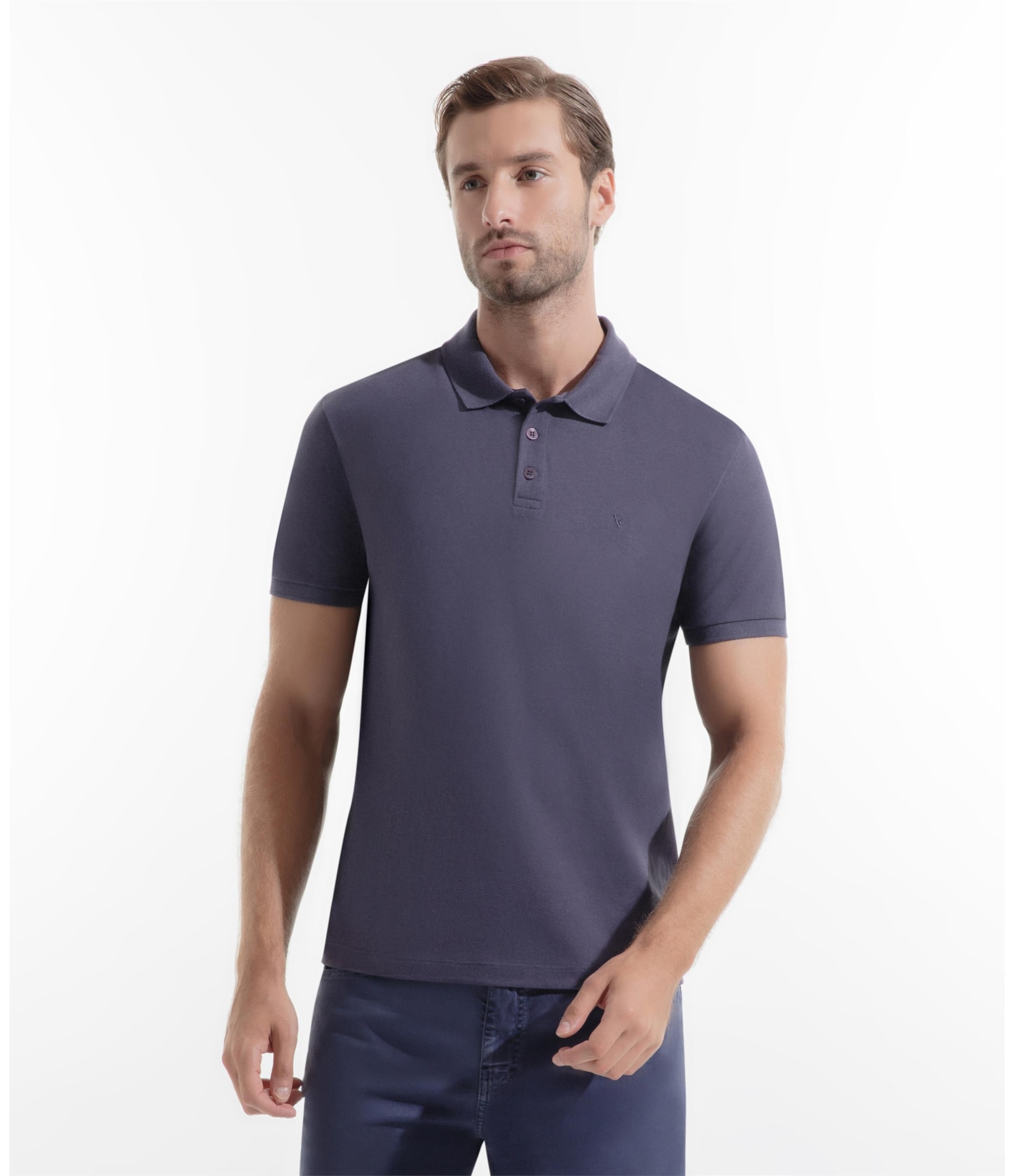 Polo Piquet Mescla Básica Old Purple Mescla