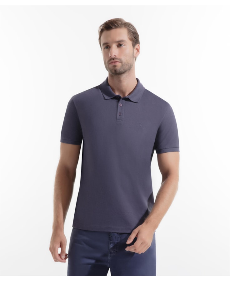 Polo Piquet Mescla Básica Old Purple Mescla