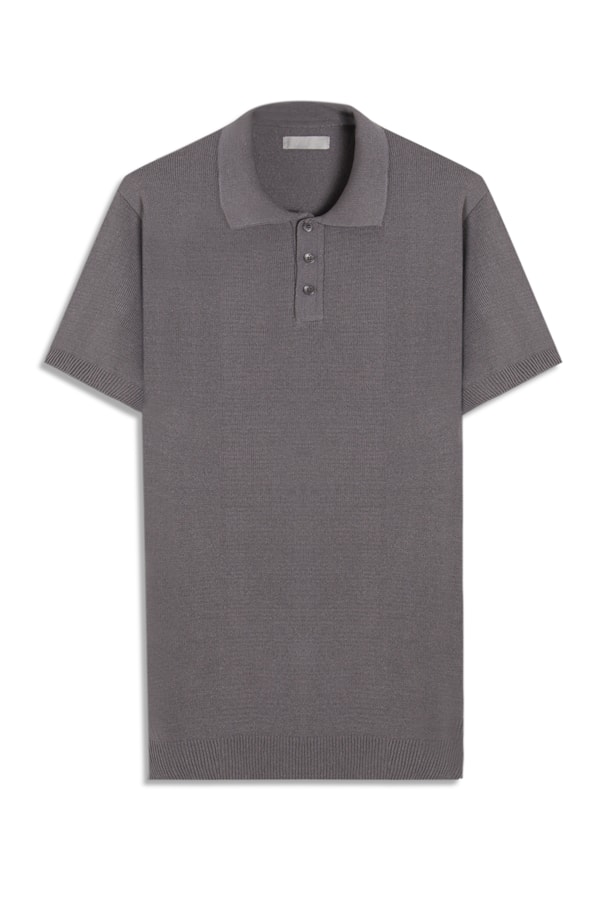 Polo Tricot Modal Cinza Claro