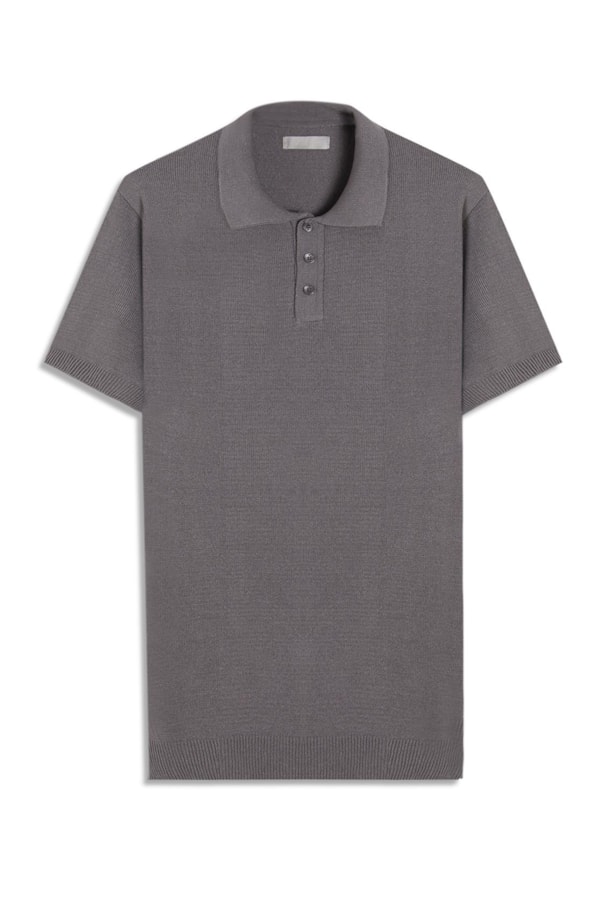 Polo Tricot Modal Cinza Claro