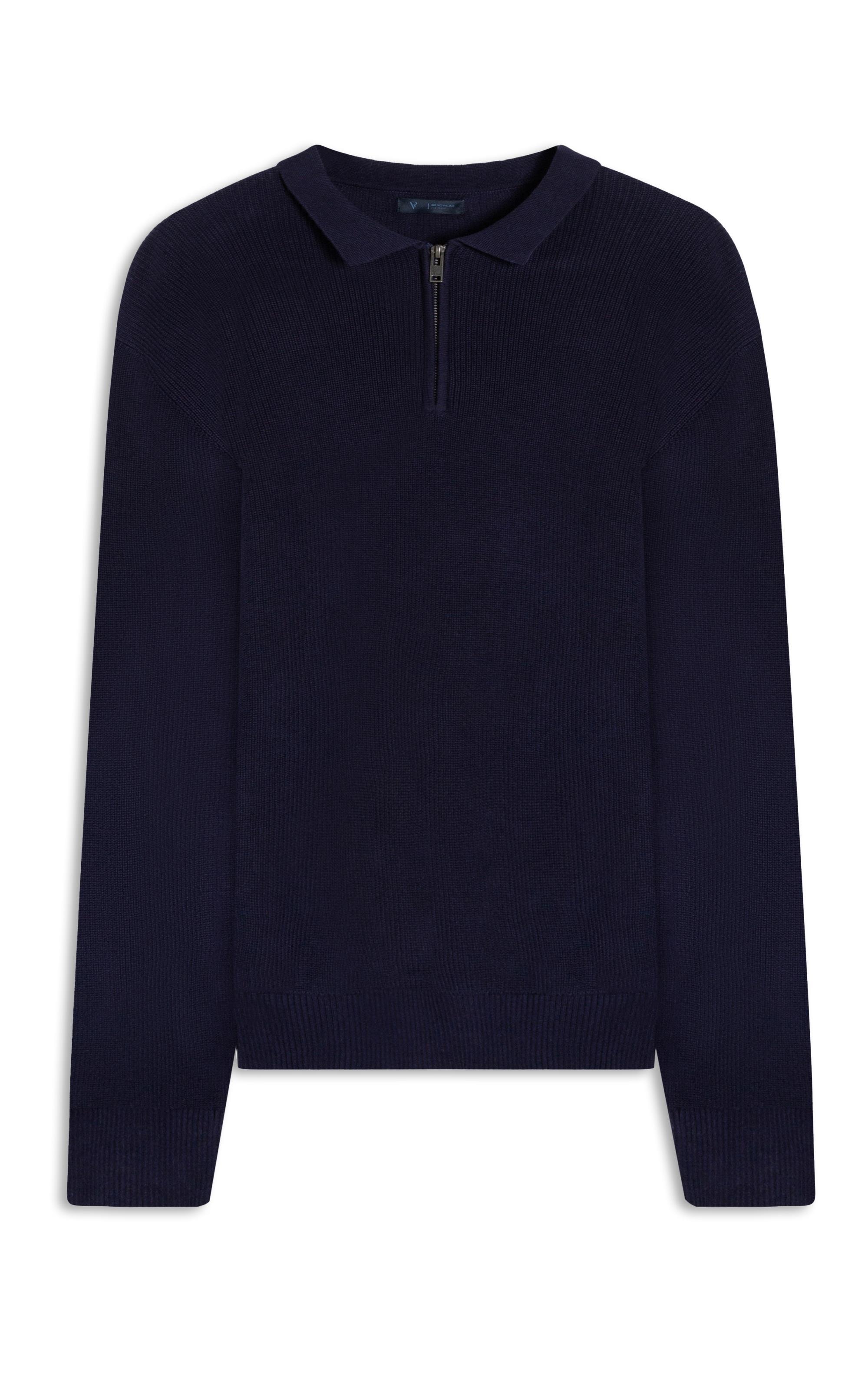 Polo Tricot Zipper Sweart Marinho