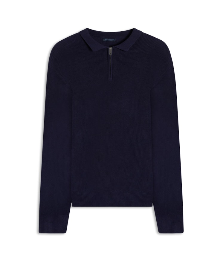 Polo Tricot Zipper Sweart Marinho
