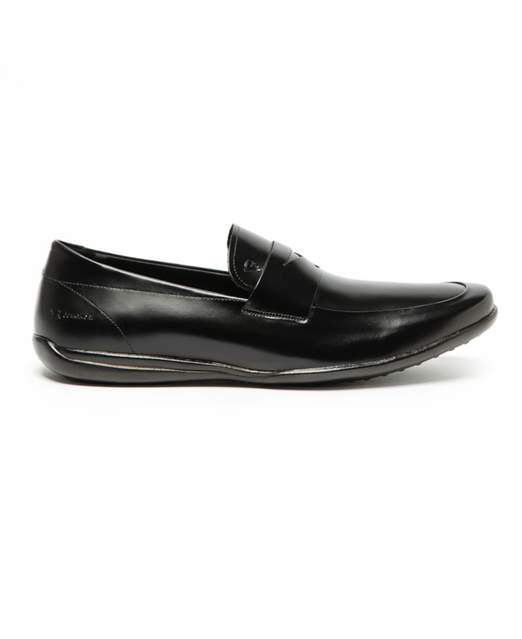 Sapato Mocassim Couro Sola em Gel Preto