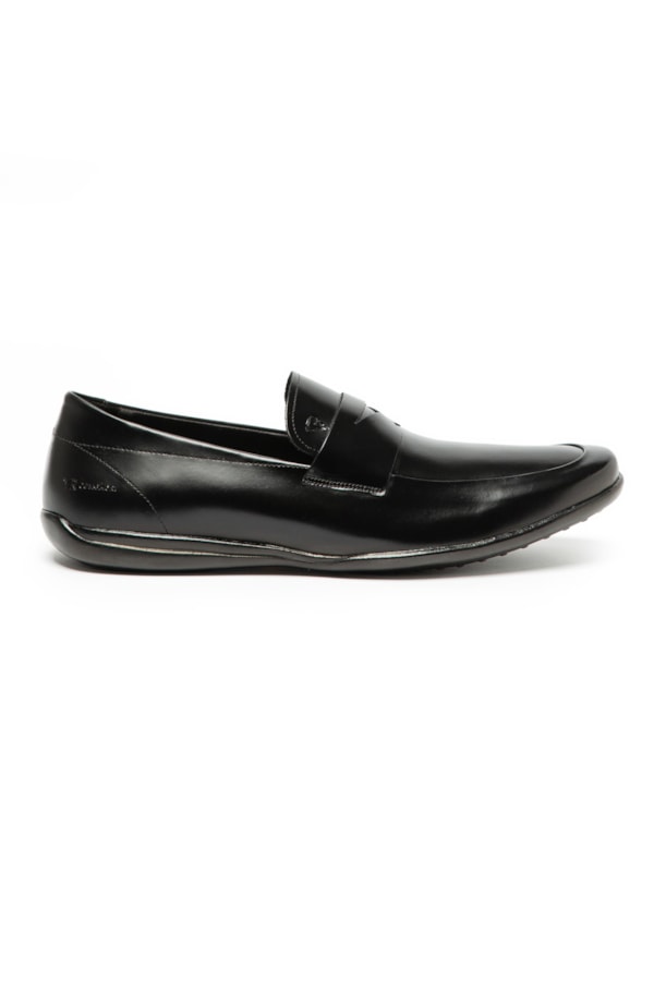 Sapato Mocassim Couro Sola em Gel Preto