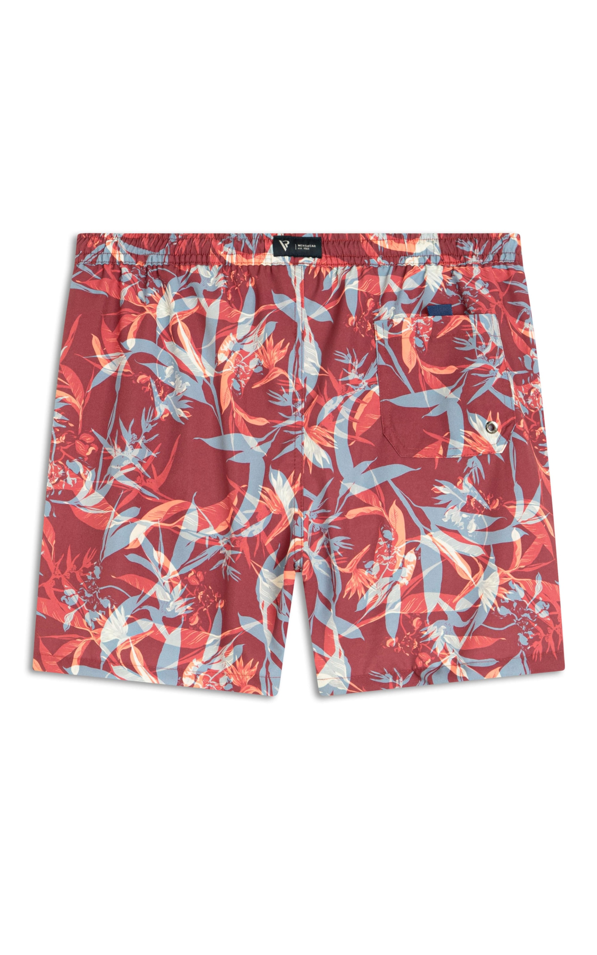 Short Praia Folhagem Vermelho