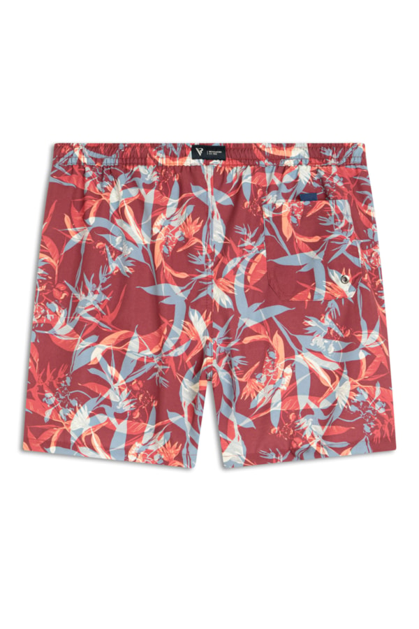 Short Praia Folhagem Vermelho