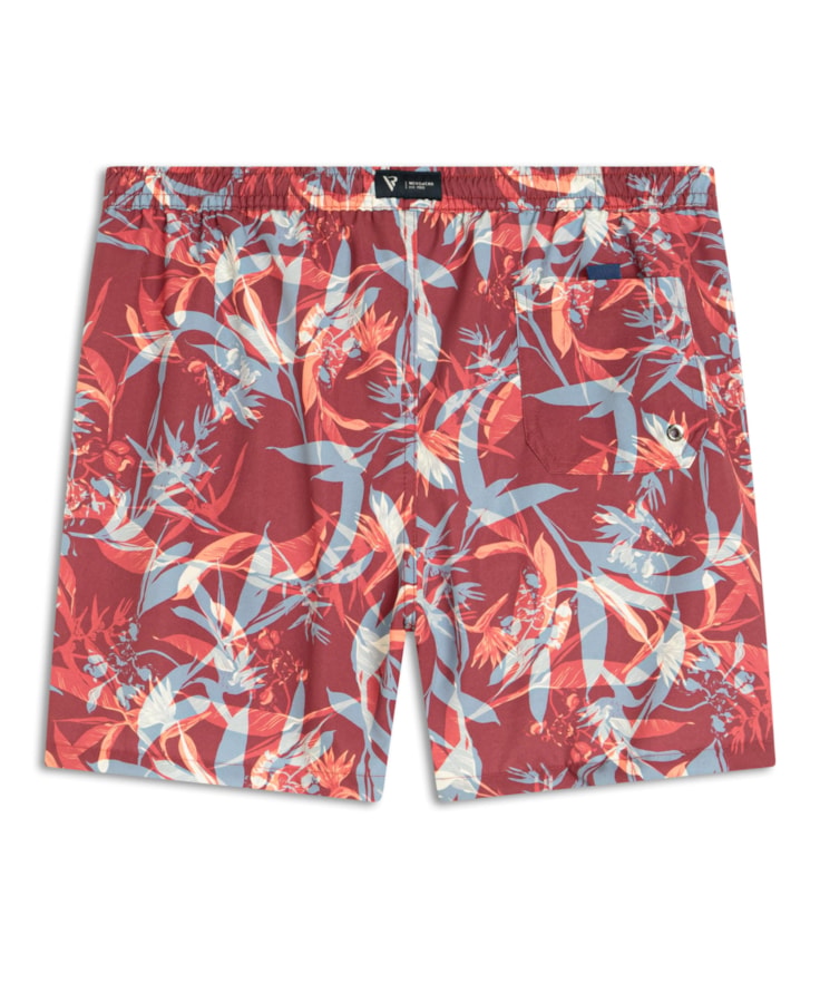 Short Praia Folhagem Vermelho