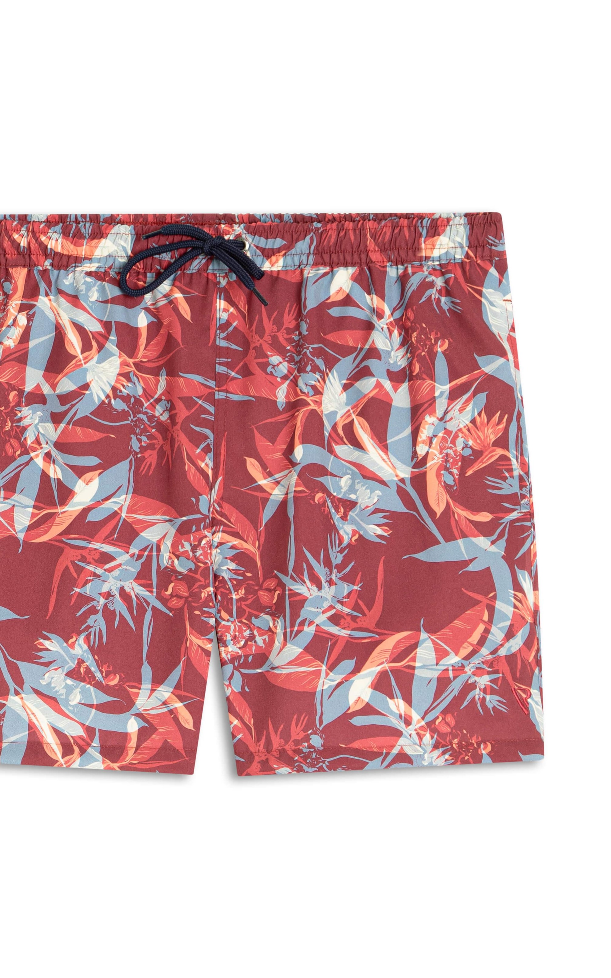 Short Praia Folhagem Vermelho