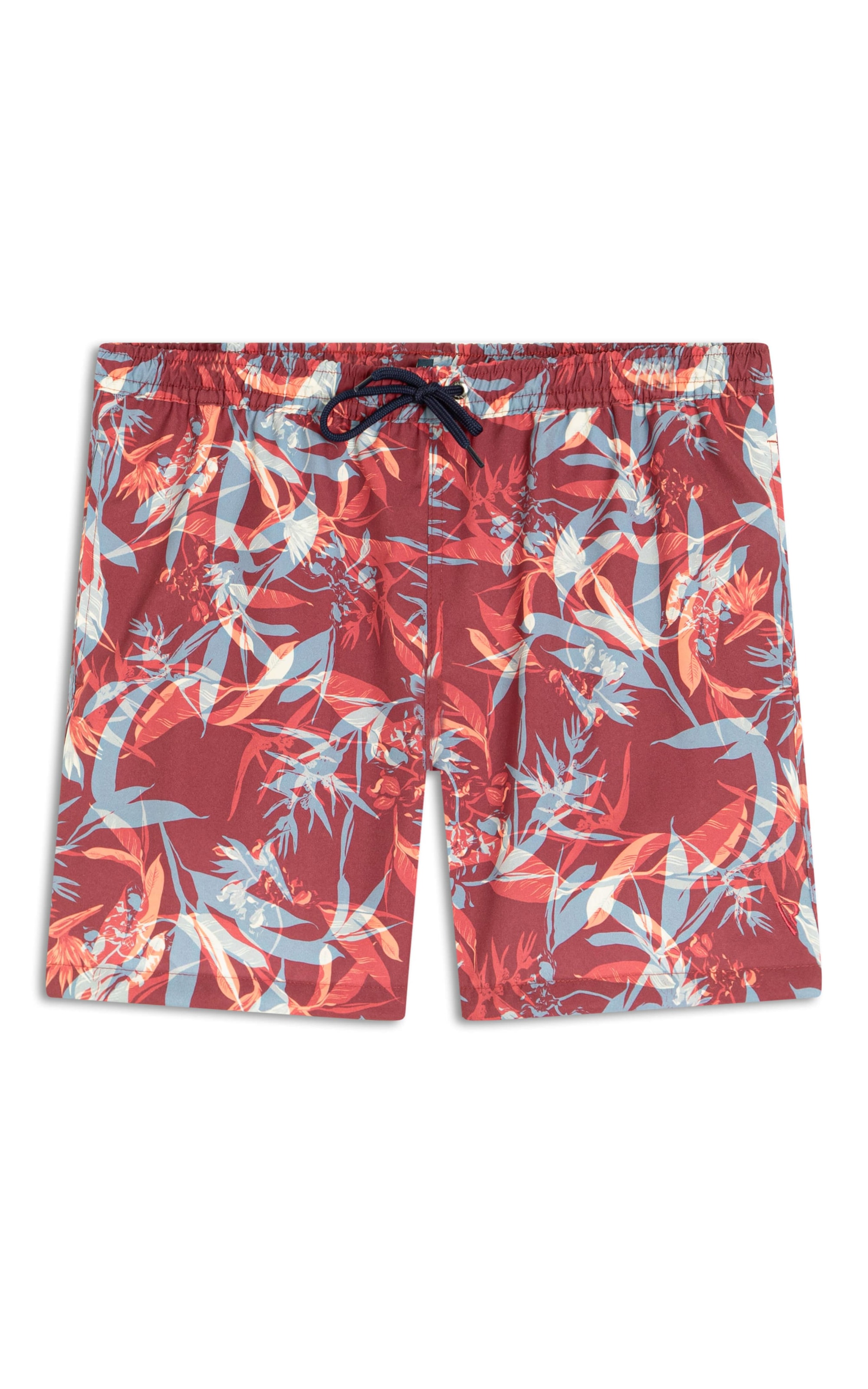 Short Praia Folhagem Vermelho