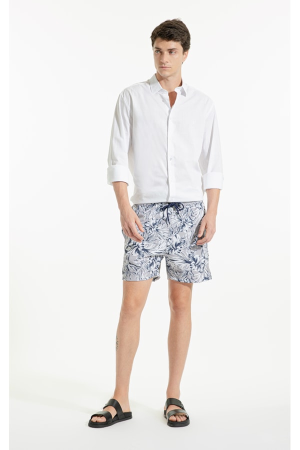 Short Praia White Folhagem Off White