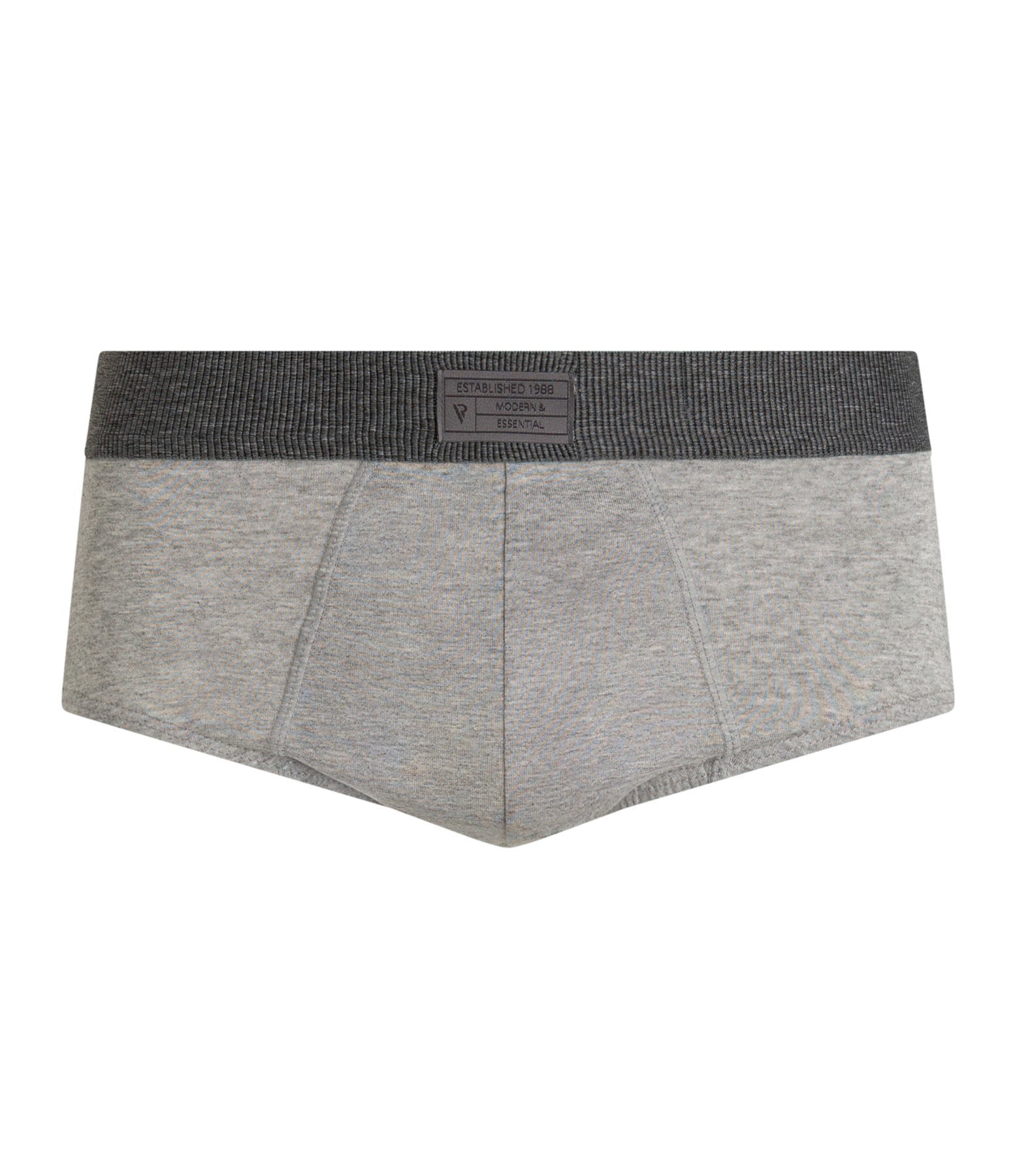 Slip Elastico Canelado Etiqueta Frontal Cinza Mescla