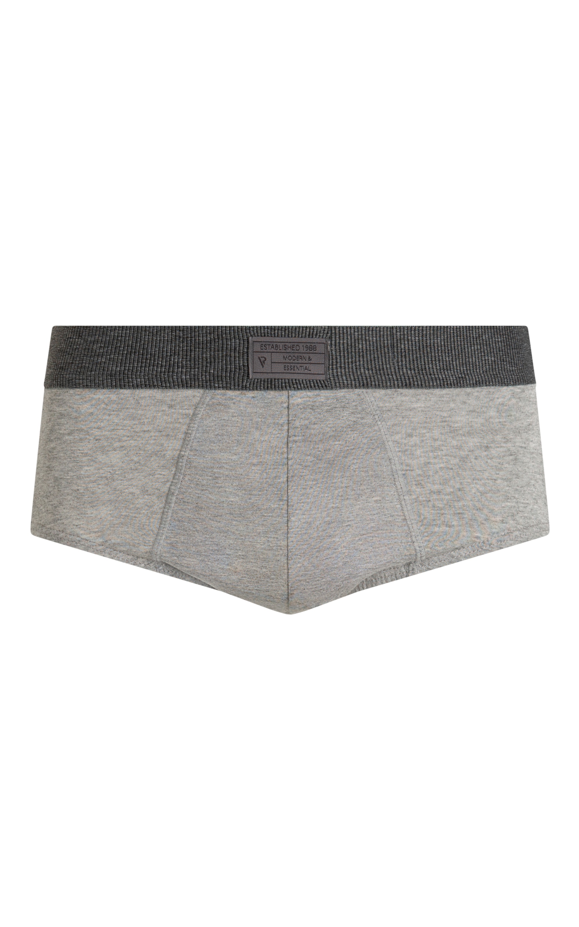 Slip Elastico Canelado Etiqueta Frontal Cinza Mescla