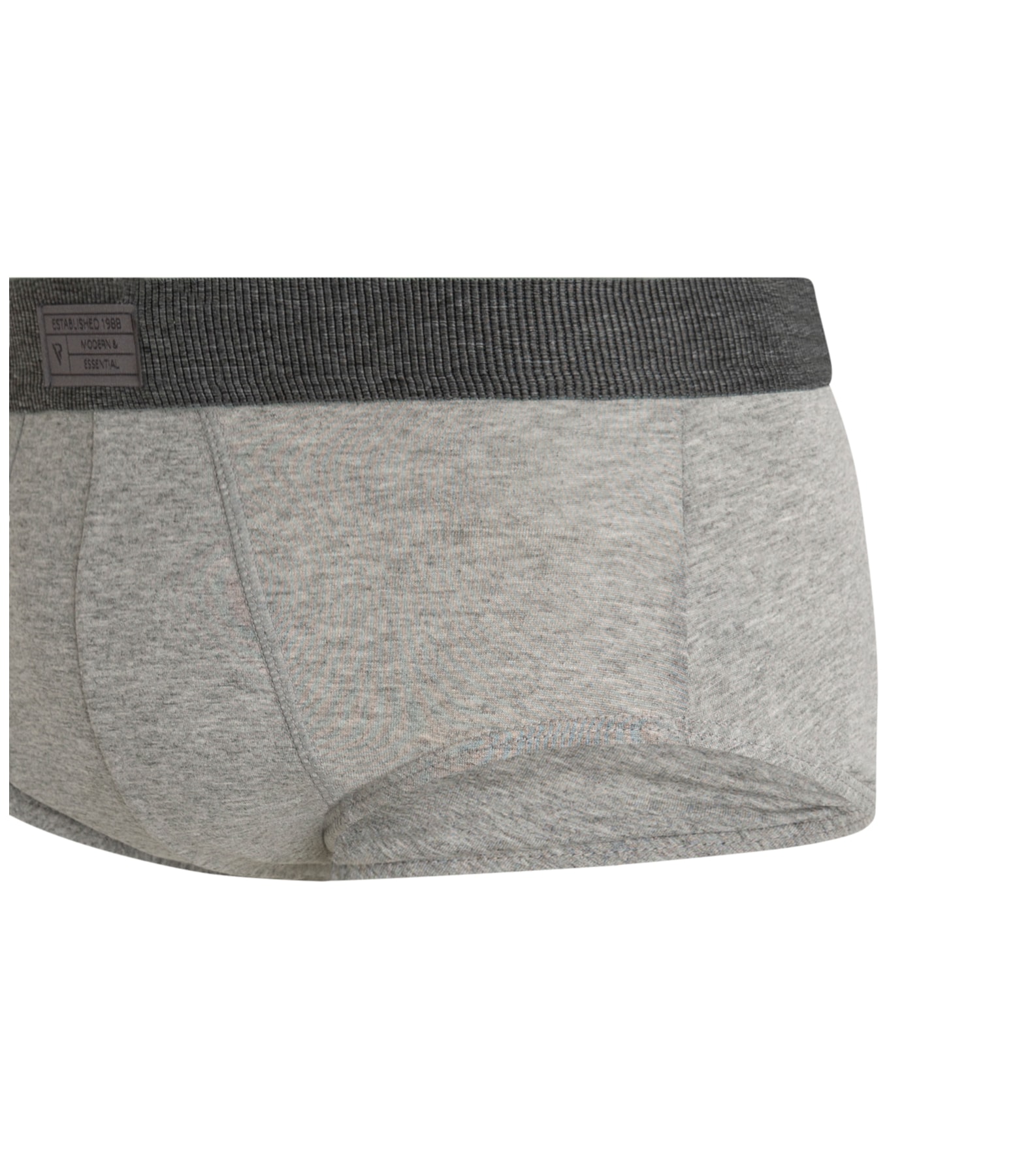Slip Elastico Canelado Etiqueta Frontal Cinza Mescla