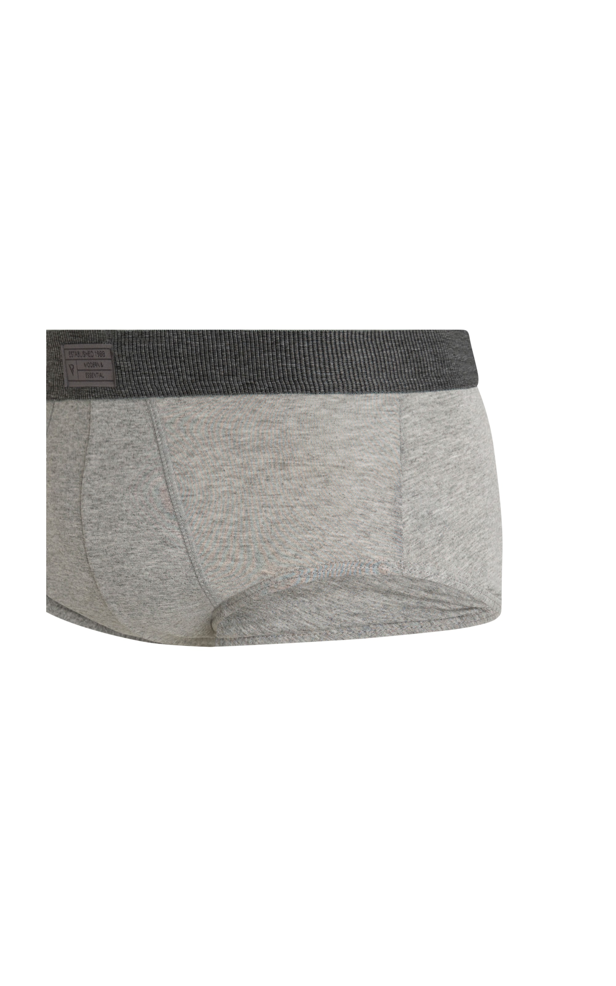 Slip Elastico Canelado Etiqueta Frontal Cinza Mescla