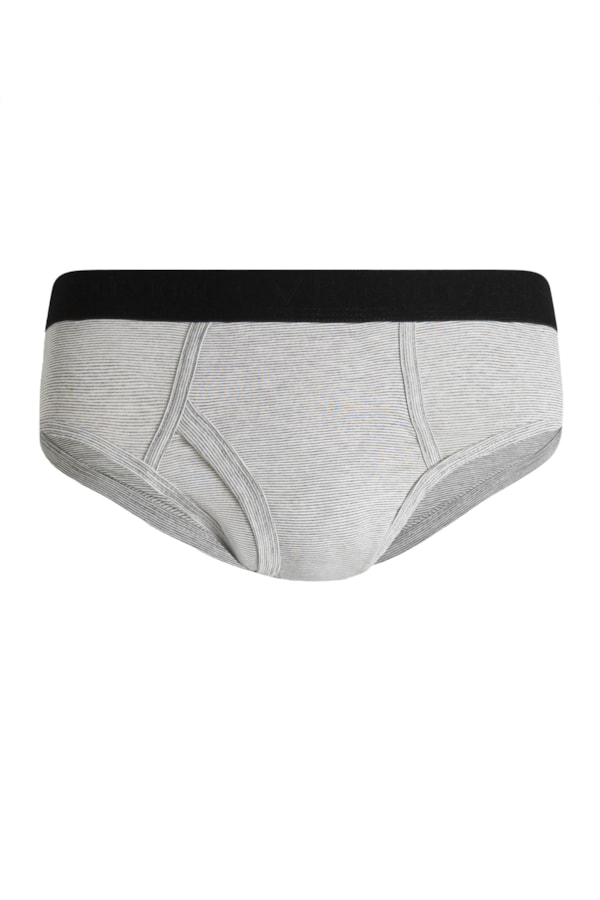 Slip Mescla Listra Com Abertura Cinza Mescla