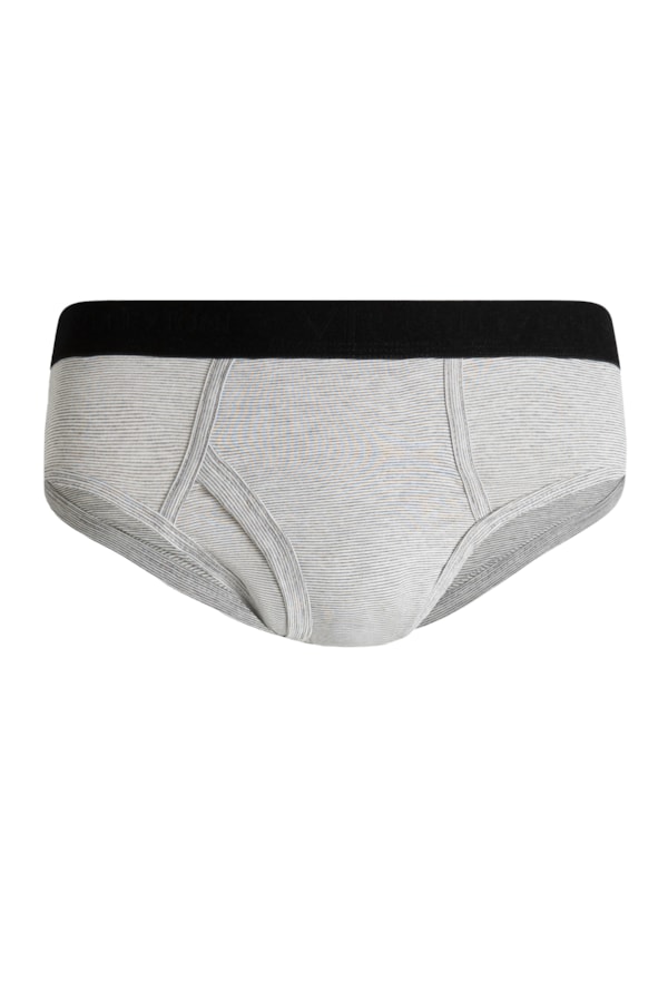 Slip Mescla Listra Com Abertura Cinza Mescla