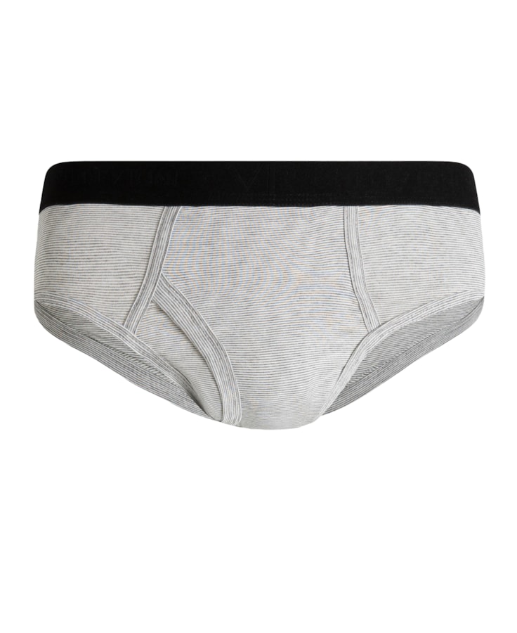 Slip Mescla Listra Com Abertura Cinza Mescla