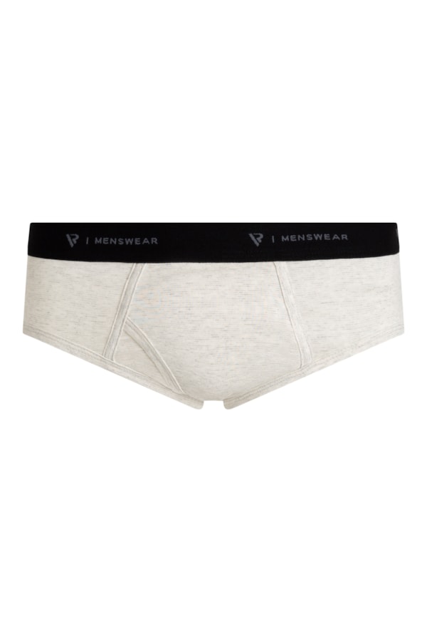Slip Mescla Melange Com Abertura Cinza Mescla