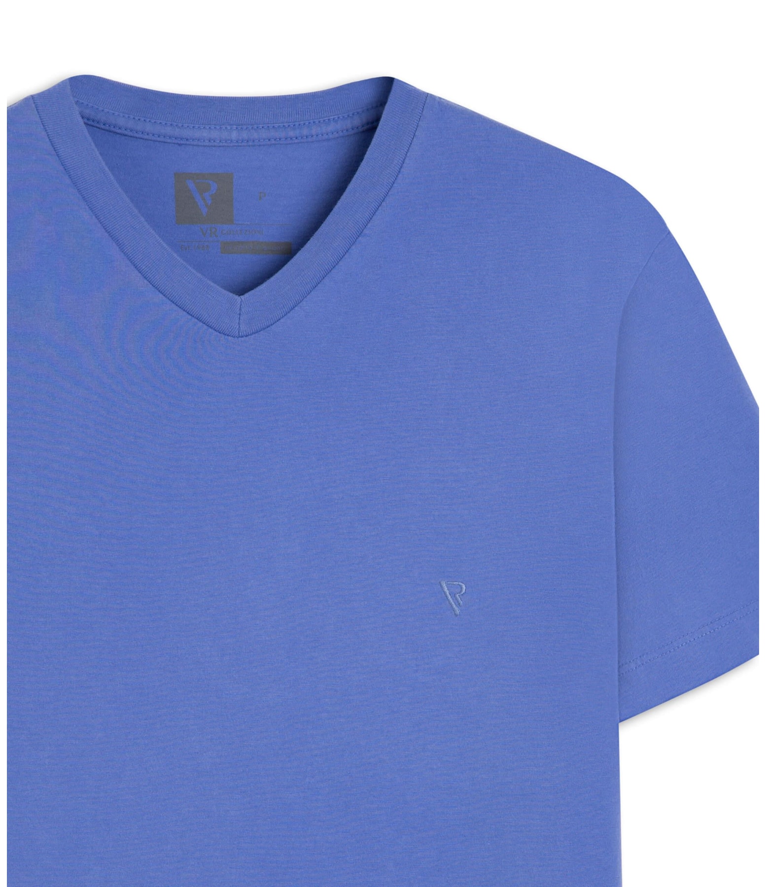 T-Shirt Básica Com Decote v Azul Chofer
