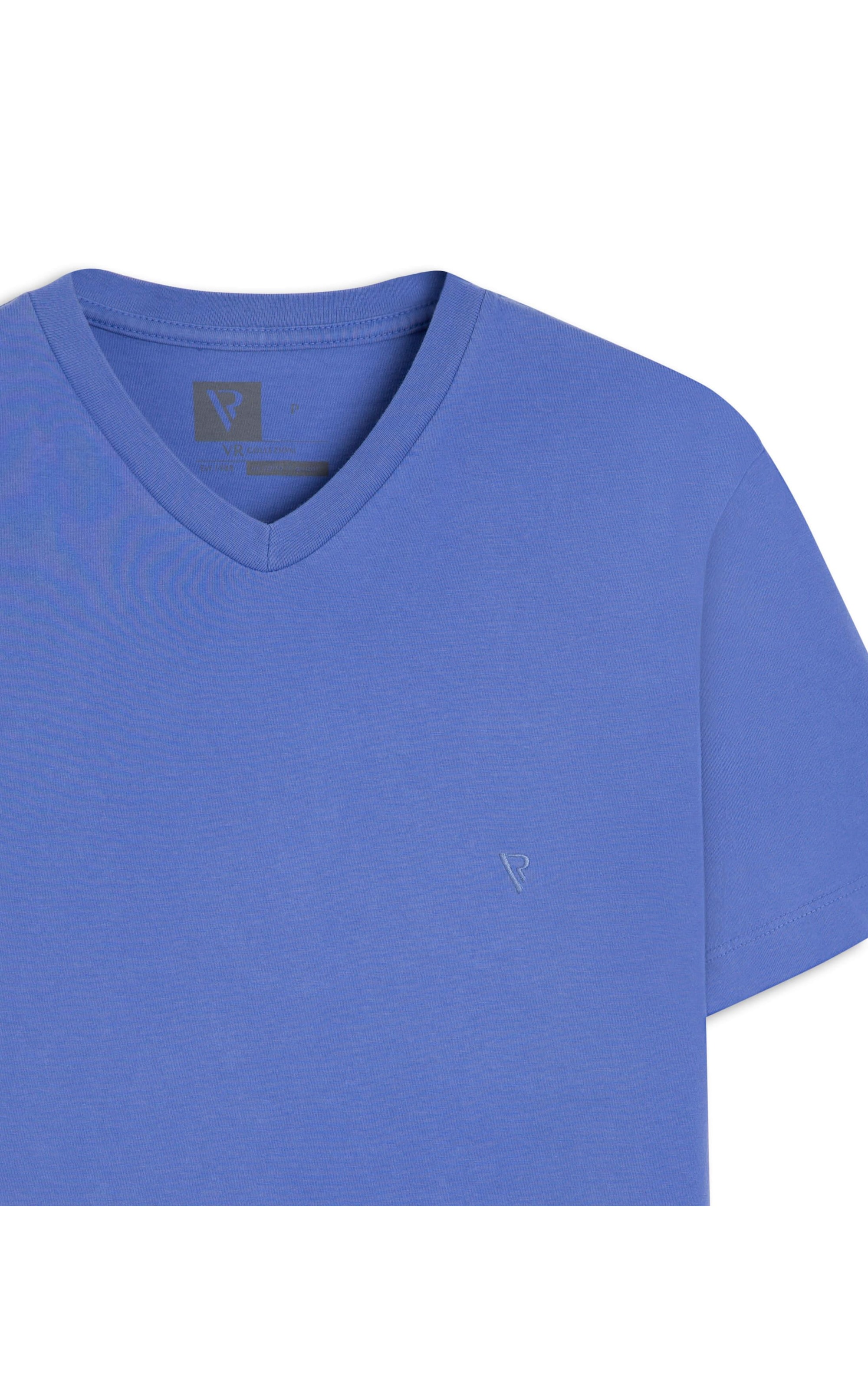 T-Shirt Básica Com Decote v Azul Chofer