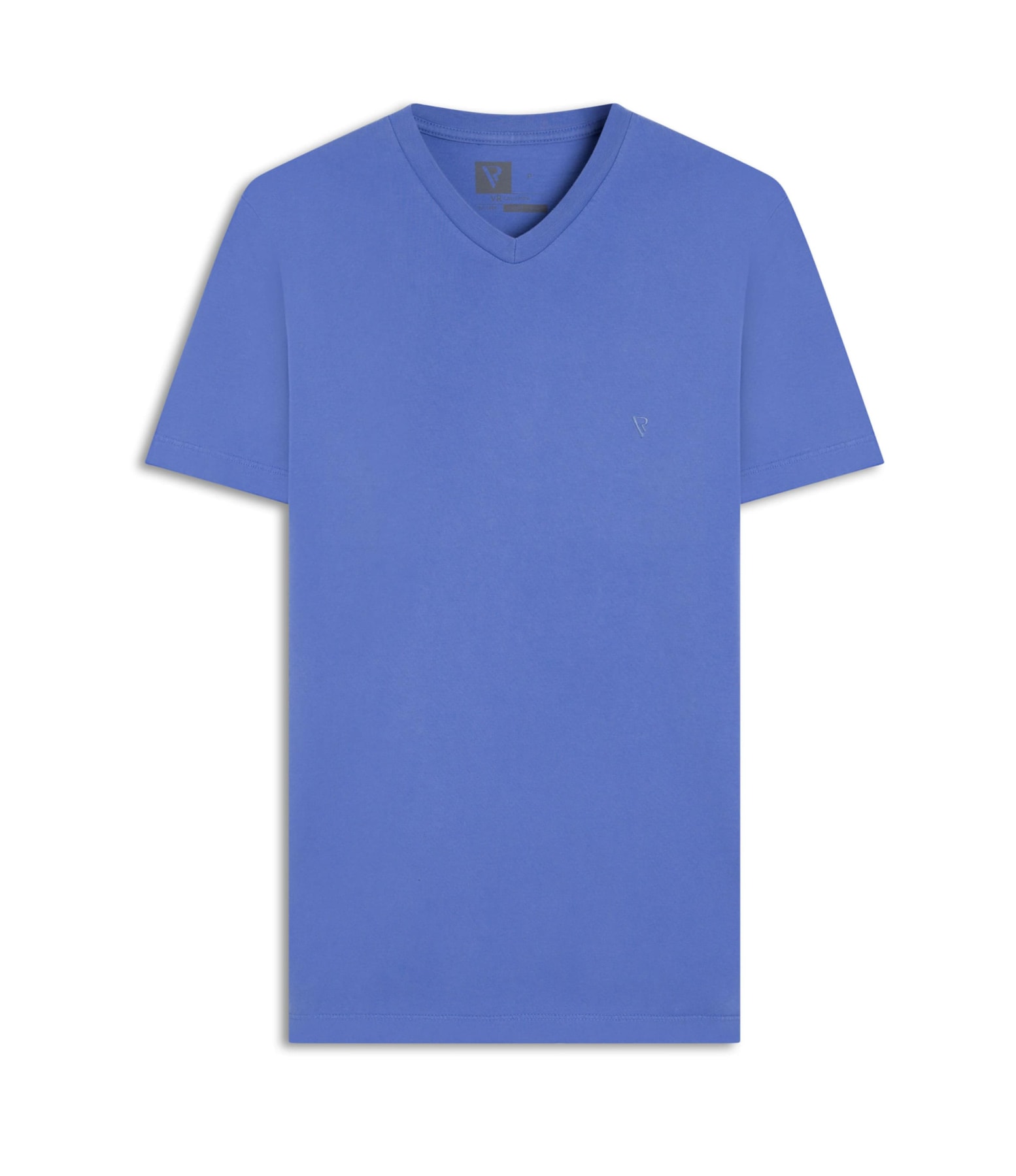 T-Shirt Básica Com Decote v Azul Chofer