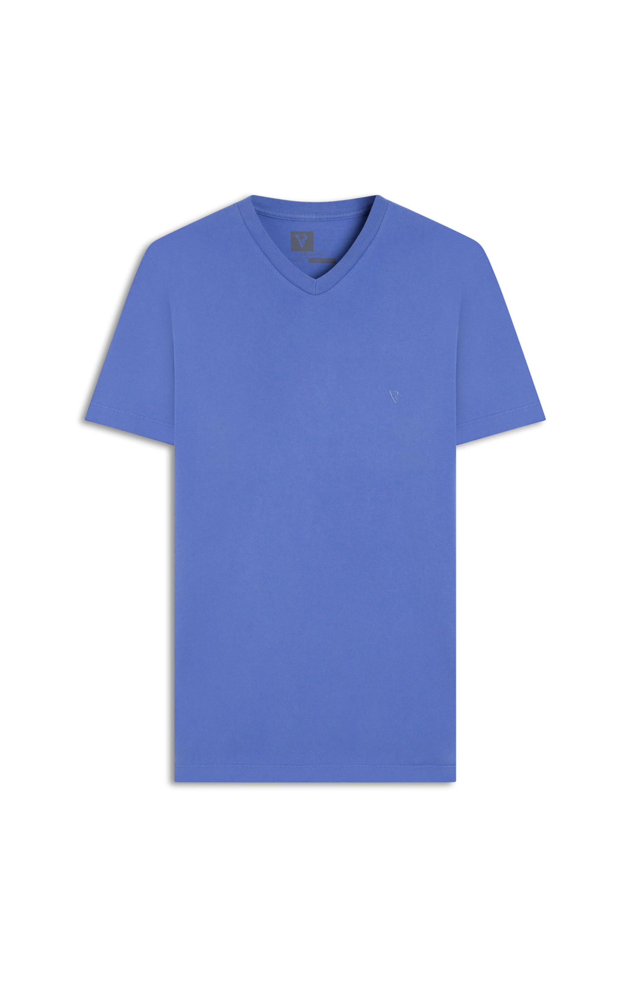 T-Shirt Básica Com Decote v Azul Chofer