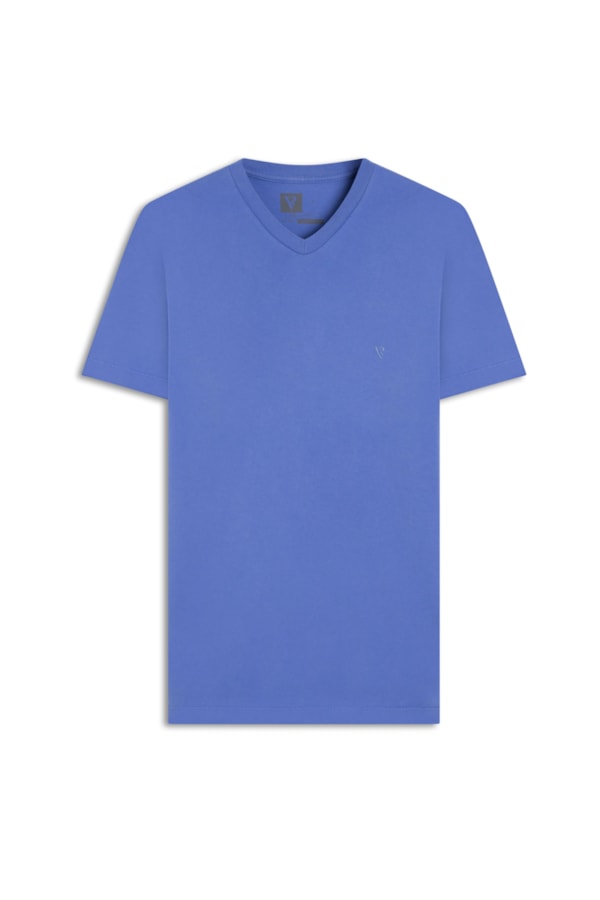 T-Shirt Básica Com Decote v Azul Chofer