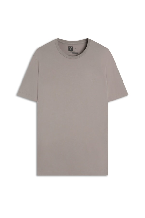 T-Shirt Básica Decote Redondo Areia