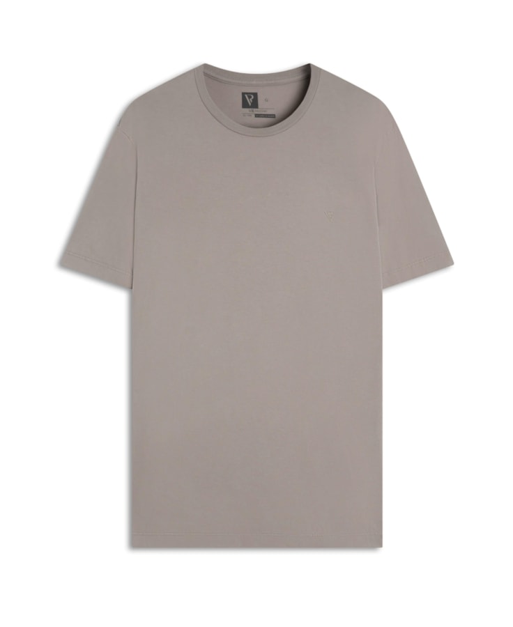 T-Shirt Básica Decote Redondo Areia