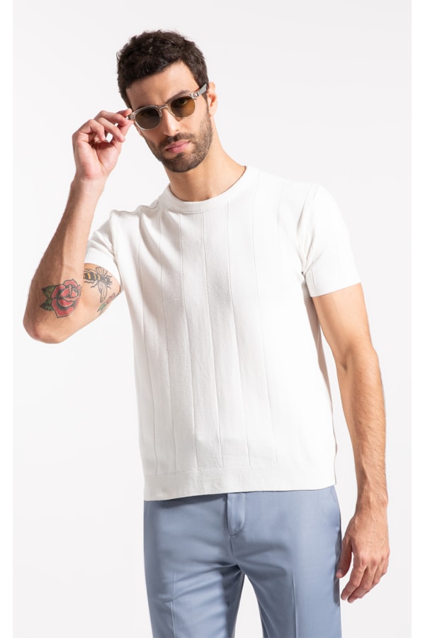 T-Shirt Canelado Viscose Off White