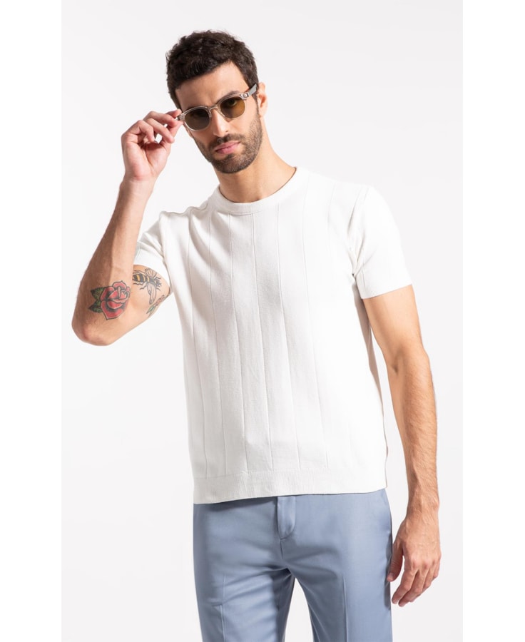 T-Shirt Canelado Viscose Off White