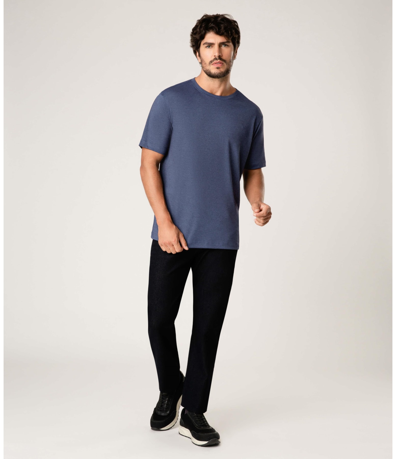T-Shirt Interlock Básica Azul Pervante