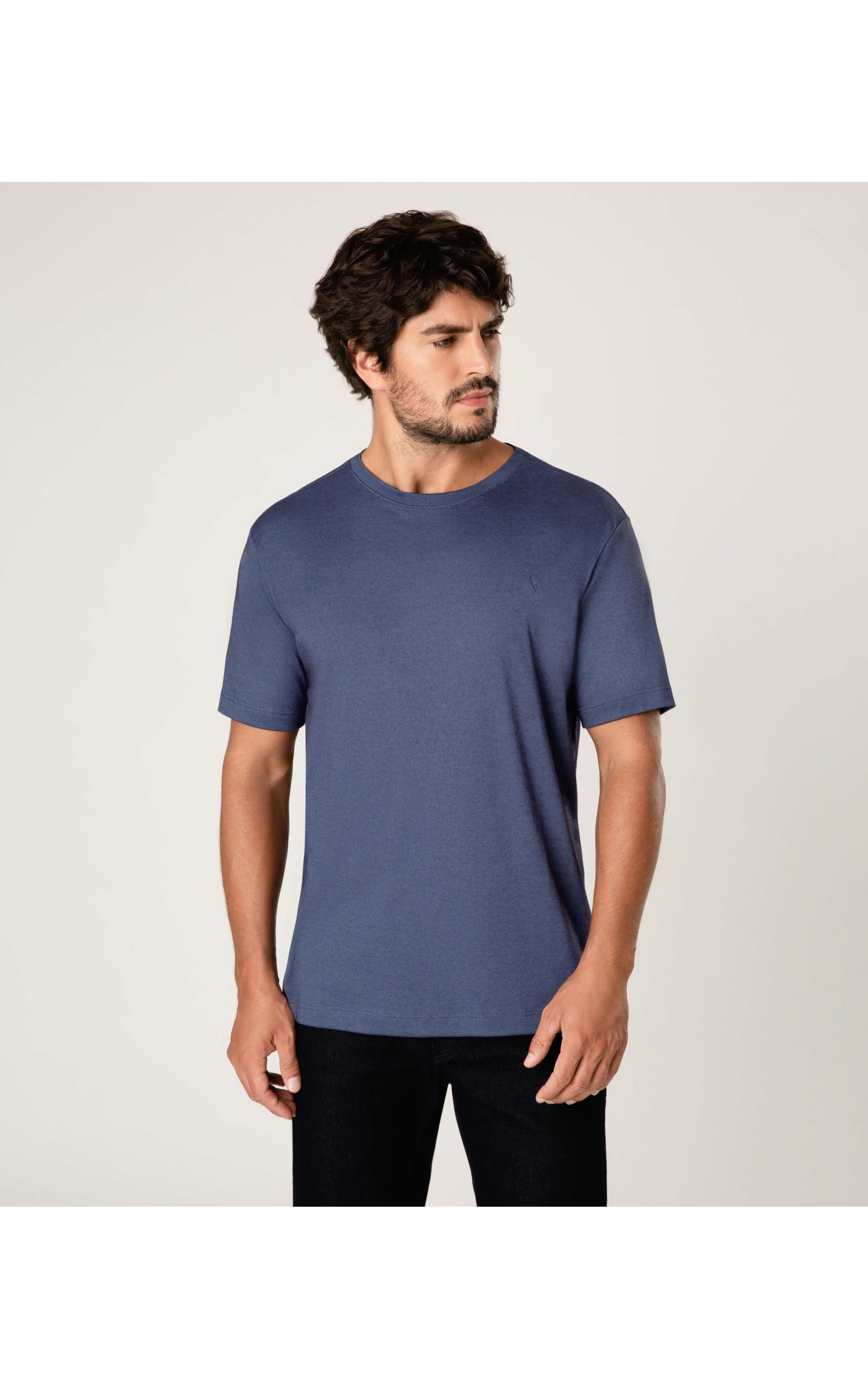 T-Shirt Interlock Básica Azul Pervante