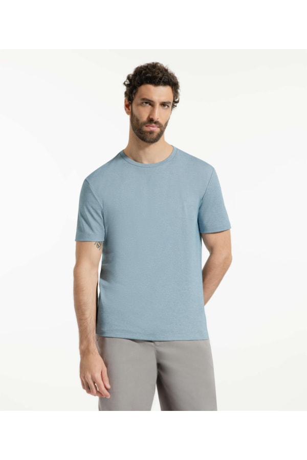 T-Shirt Interlock Pima Azul Seco