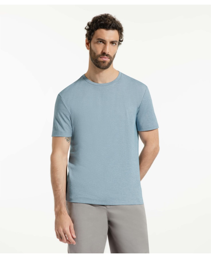 T-Shirt Interlock Pima Azul Seco