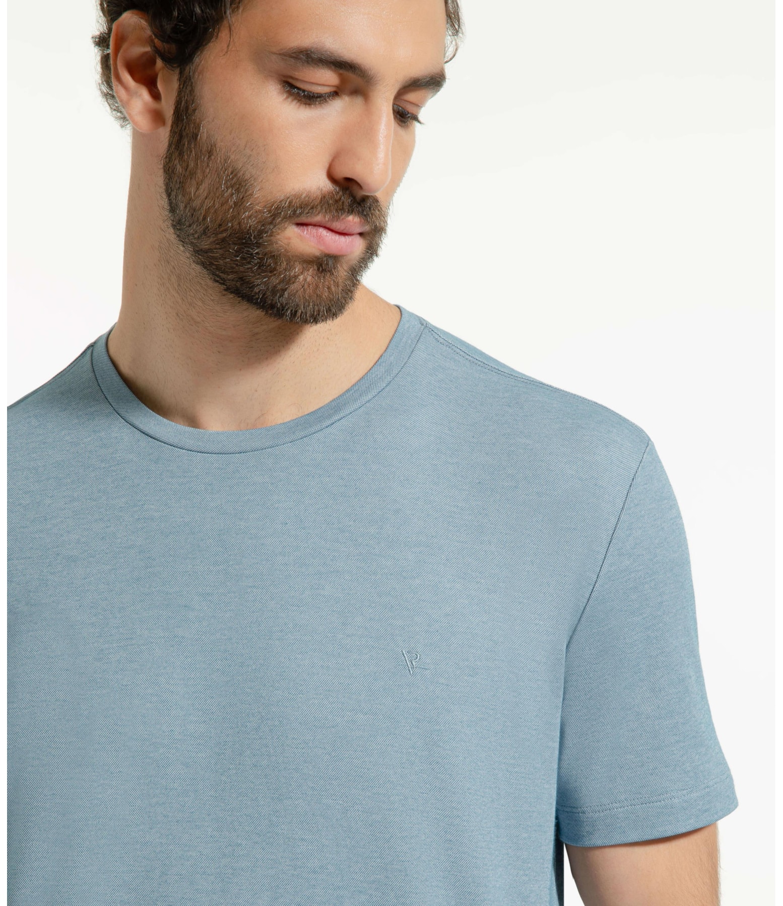 T-Shirt Interlock Pima Azul Seco