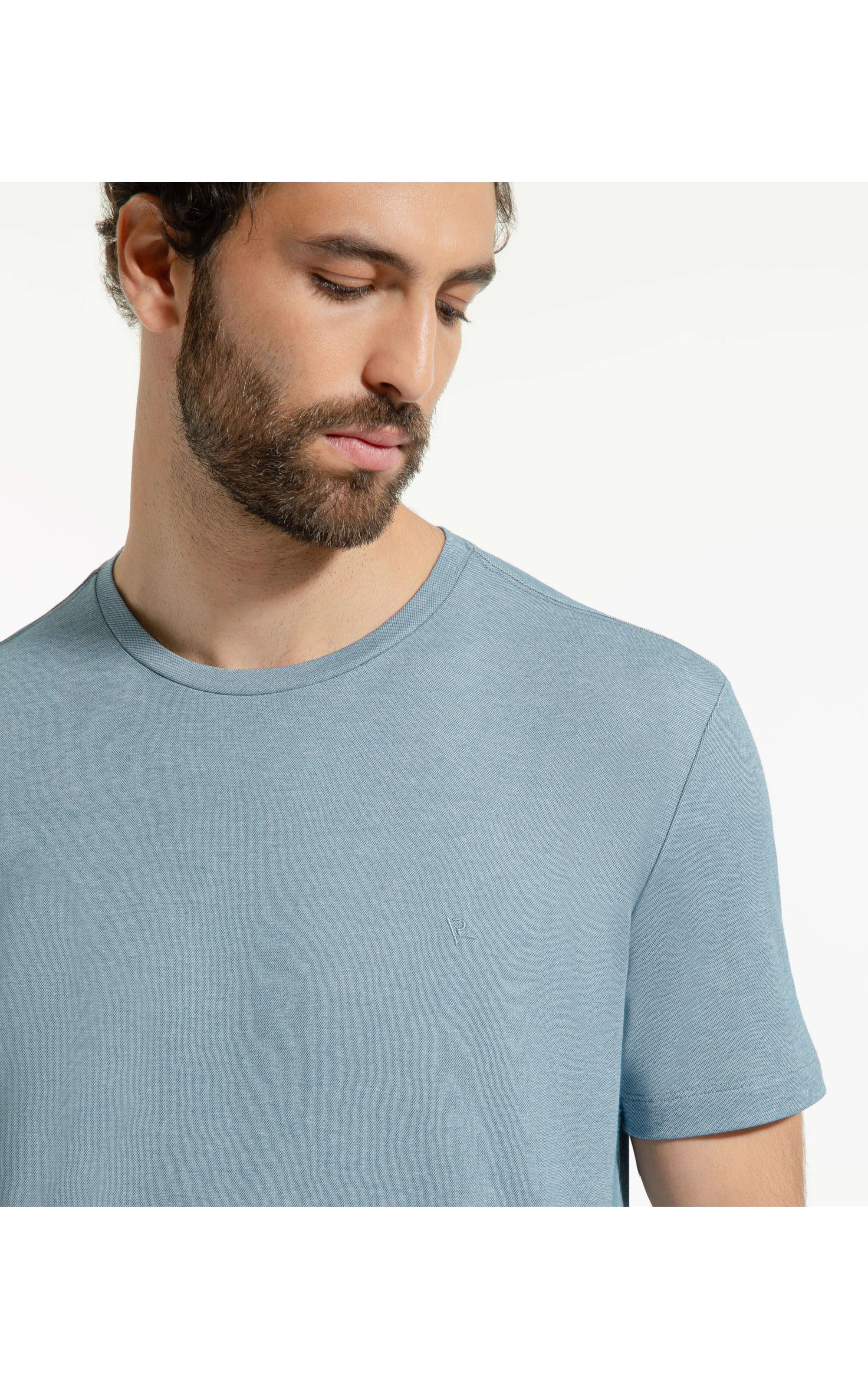 T-Shirt Interlock Pima Azul Seco