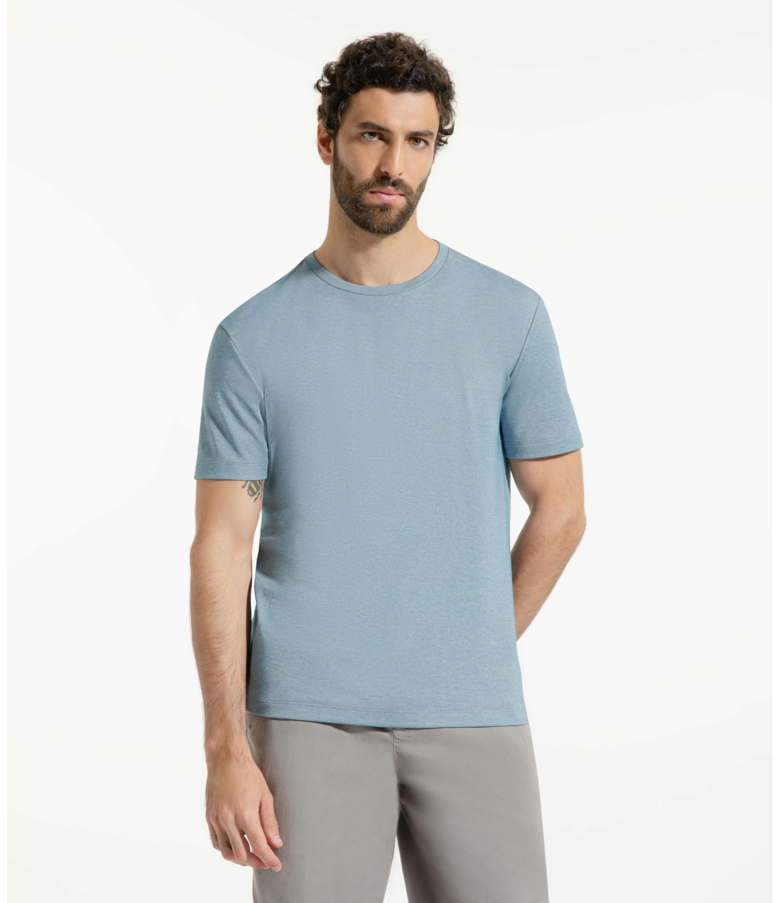 T-Shirt Interlock Pima Azul Seco
