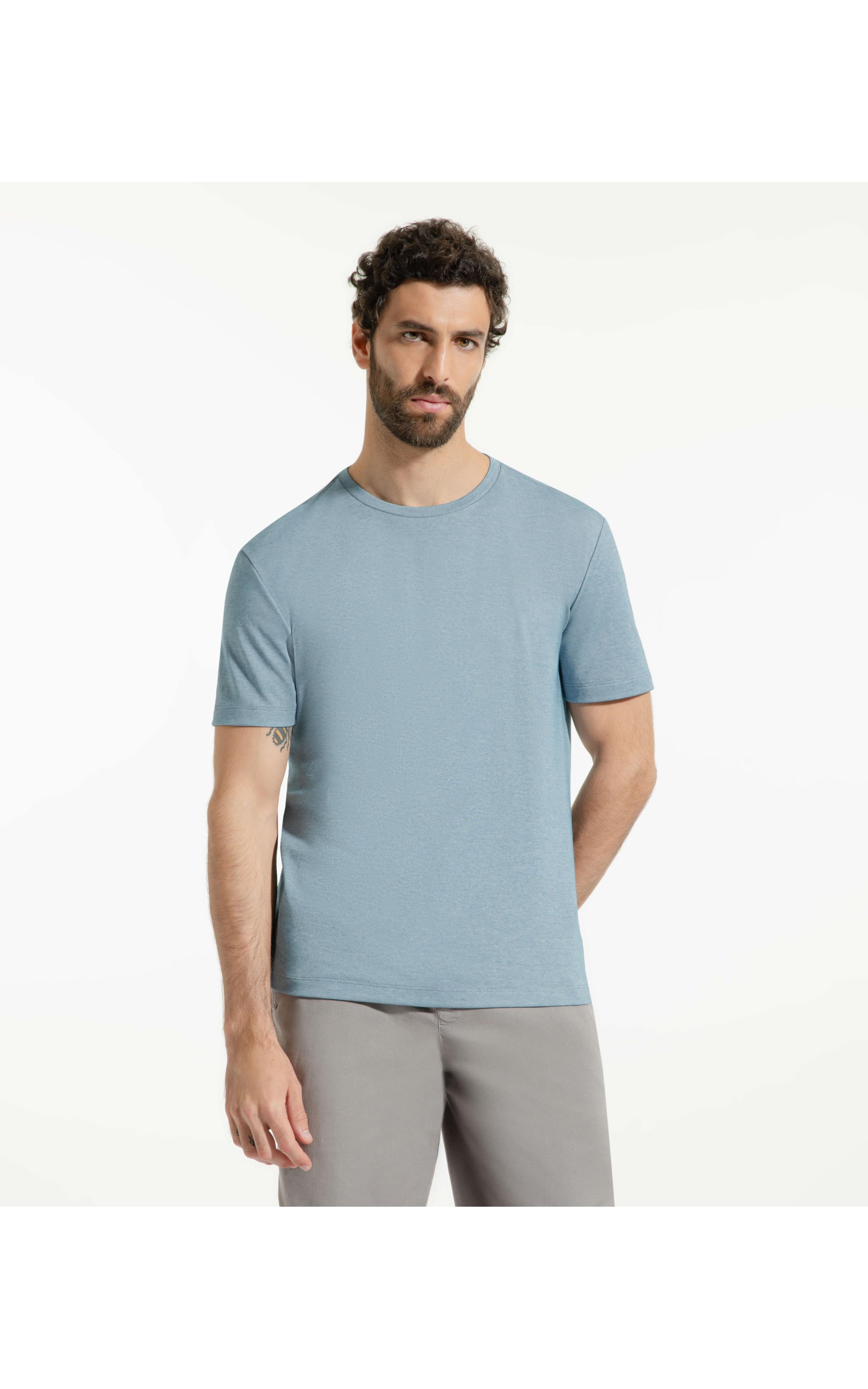 T-Shirt Interlock Pima Azul Seco