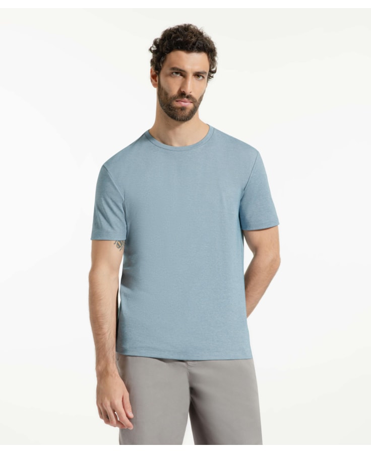 T-Shirt Interlock Pima Azul Seco
