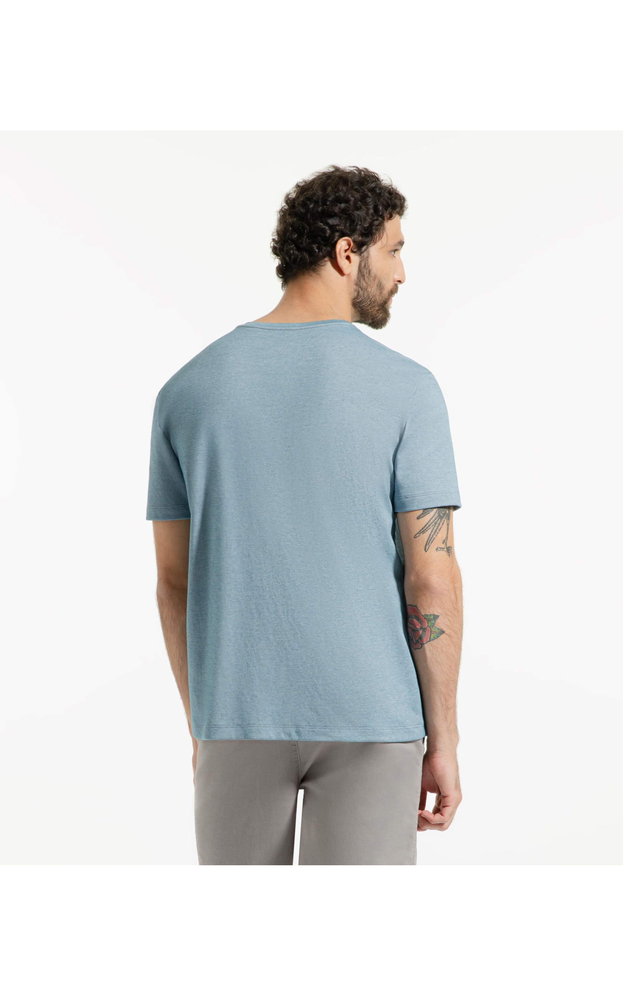 T-Shirt Interlock Pima Azul Seco