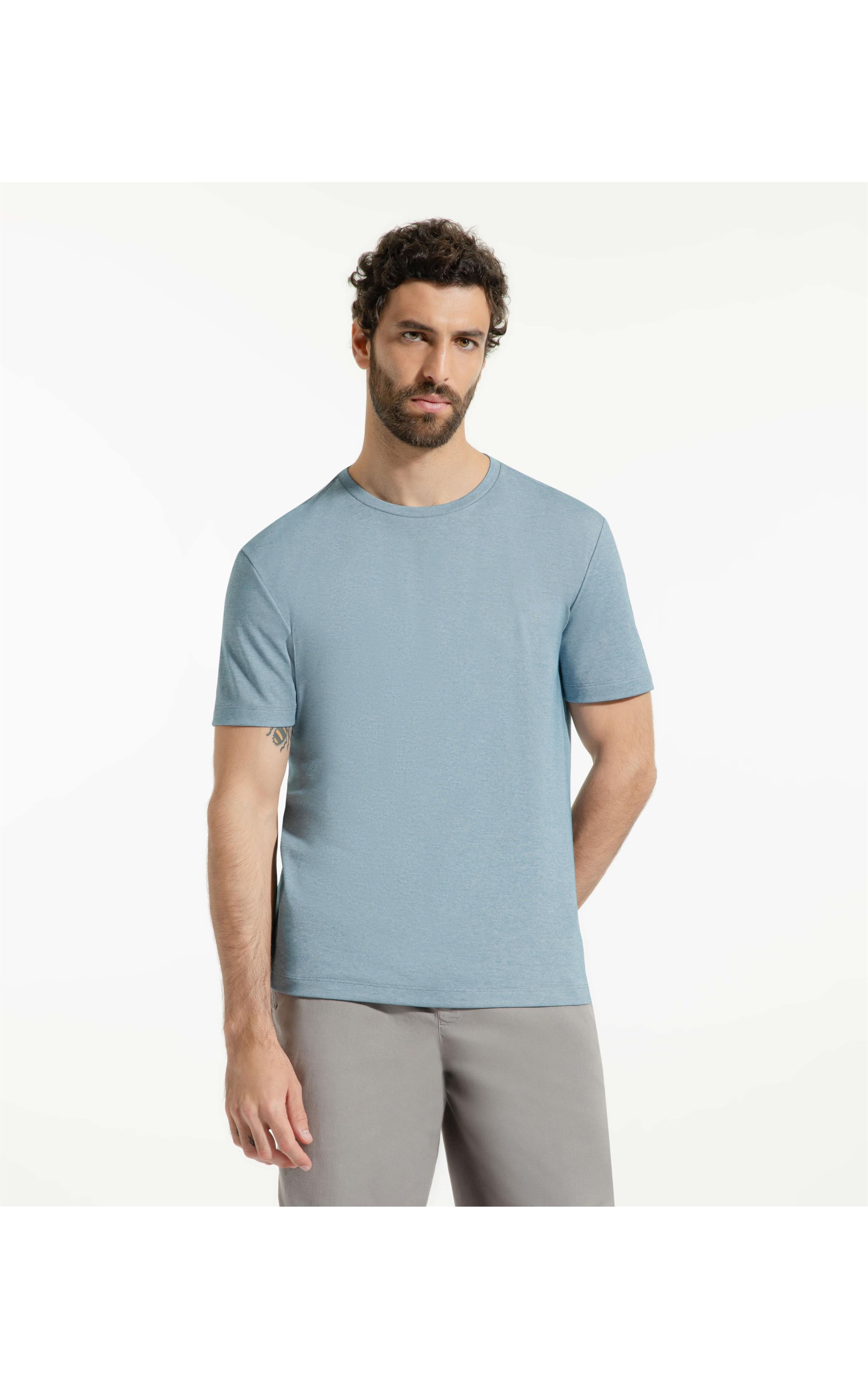 T-Shirt Interlock Pima Azul Seco