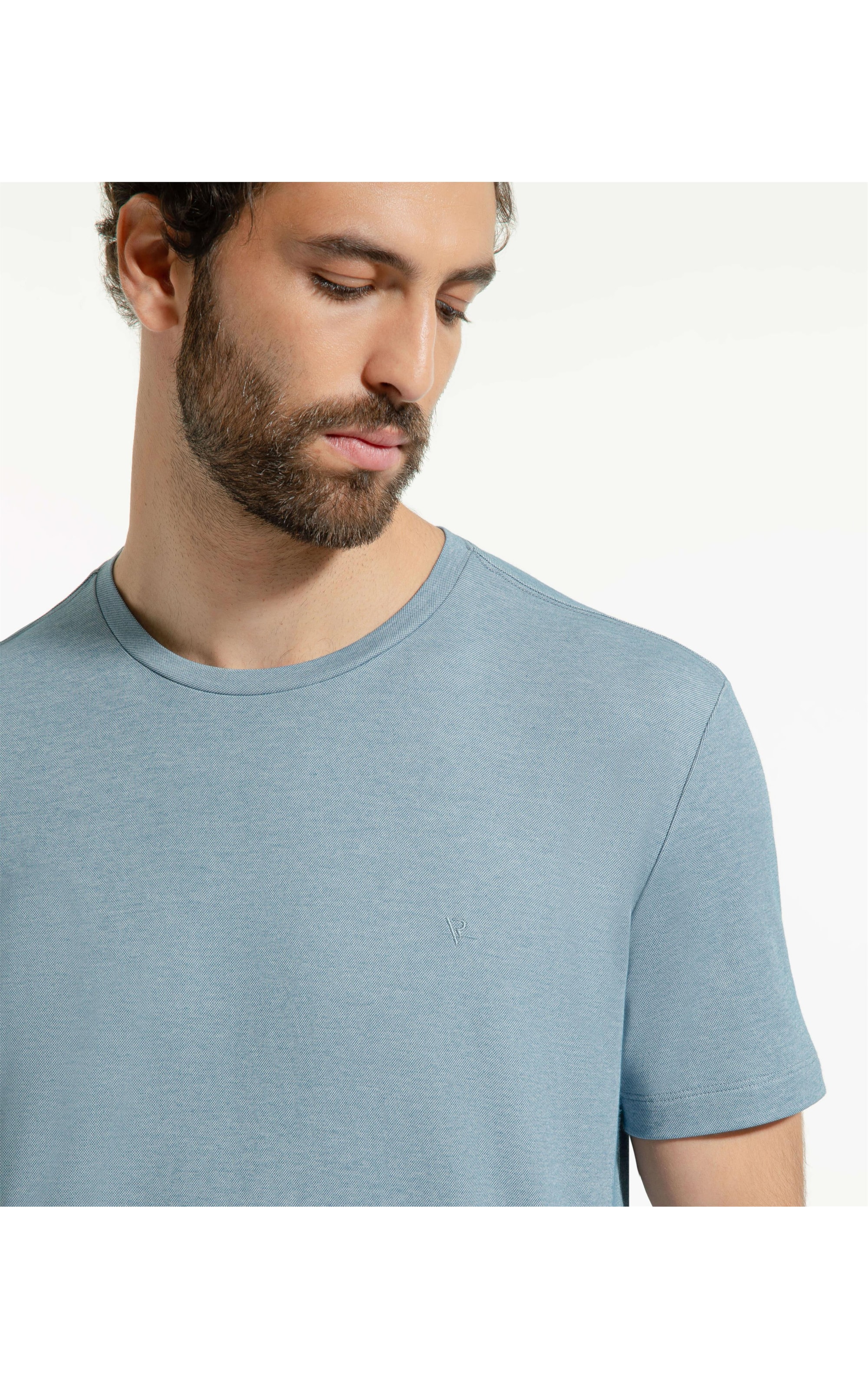 T-Shirt Interlock Pima Azul Seco