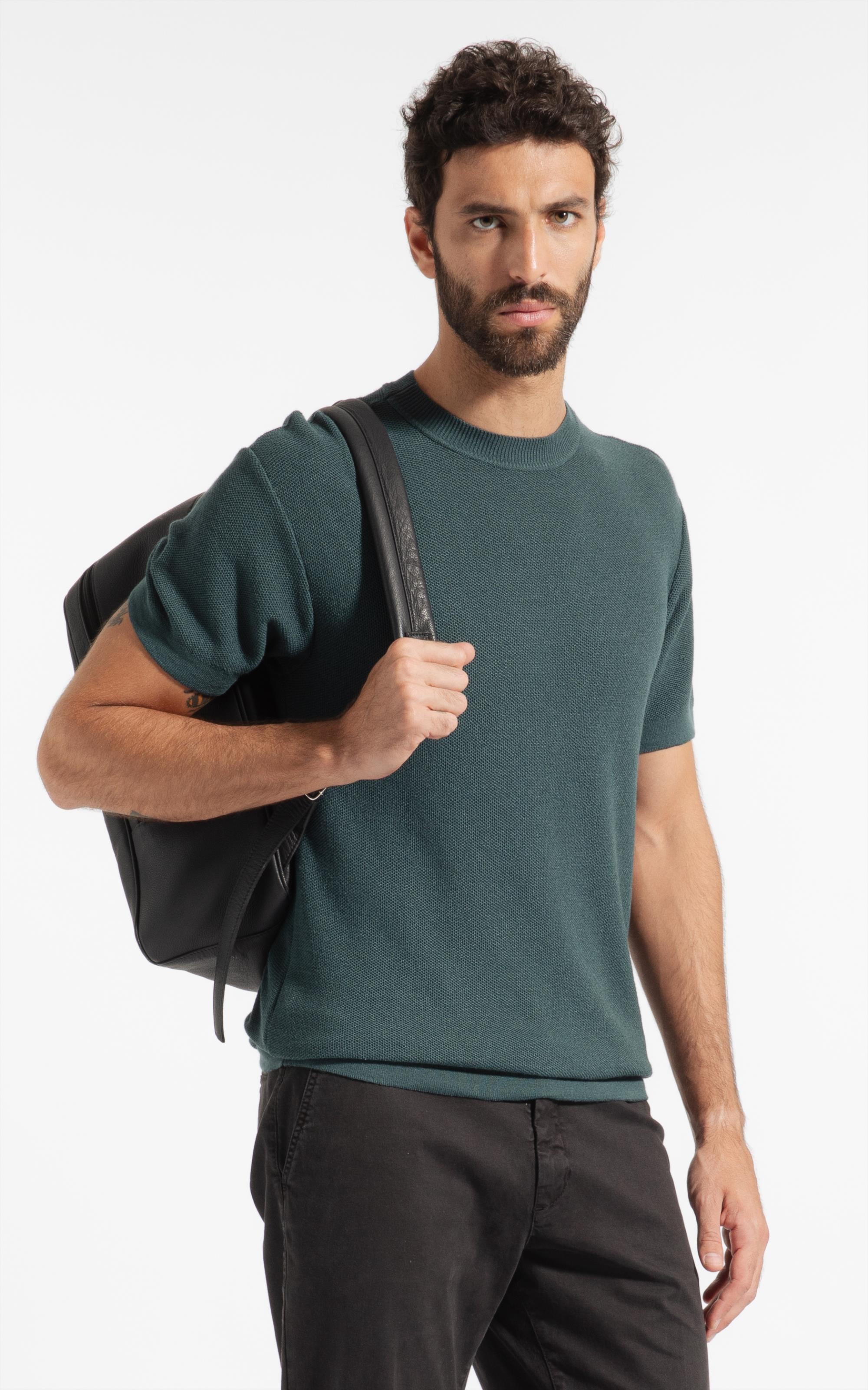 T-Shirt Linho Tricot Freddo Piquet Verde Escuro