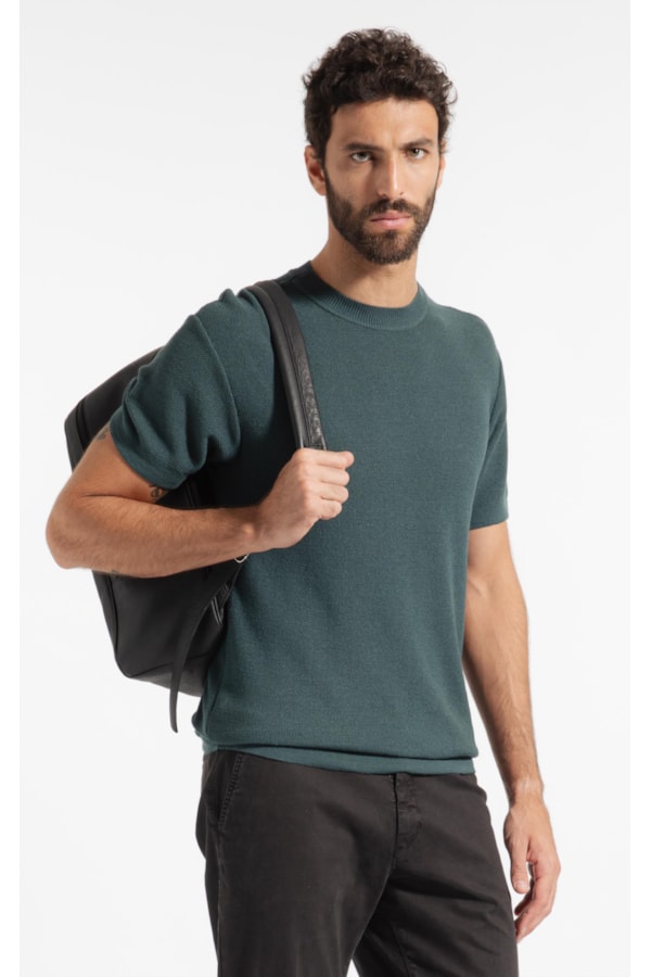 T-Shirt Linho Tricot Freddo Piquet Verde Escuro