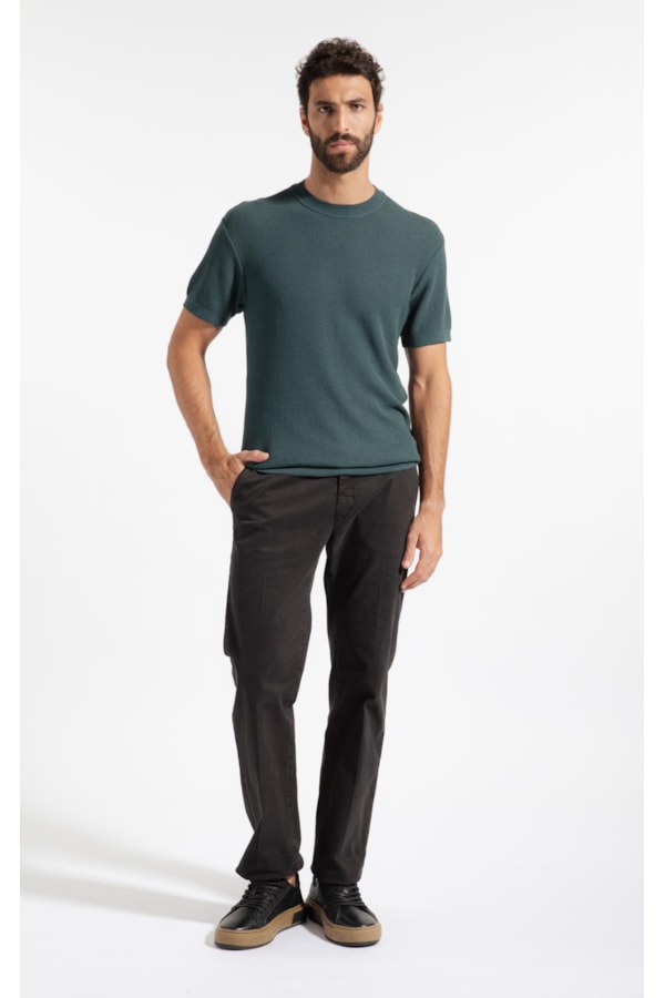 T-Shirt Linho Tricot Freddo Piquet Verde Escuro