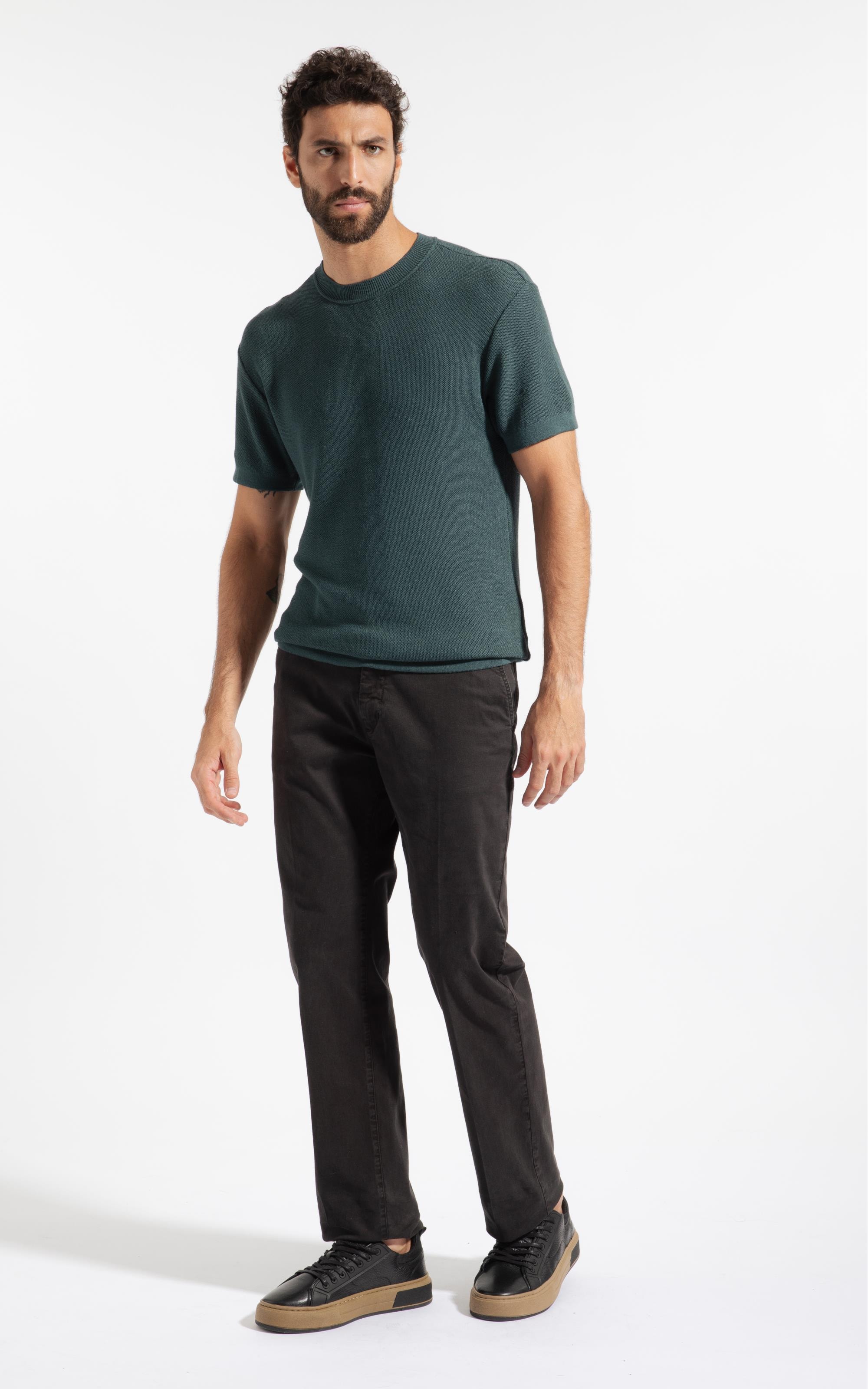 T-Shirt Linho Tricot Freddo Piquet Verde Escuro